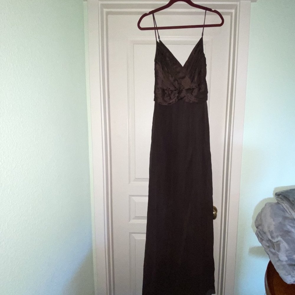 Calvin Klein  Brown Silk Evening Maxi Dress